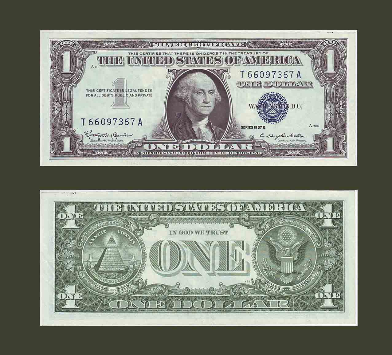 United States $1 Silver Certificate 1957B P419b UNC-