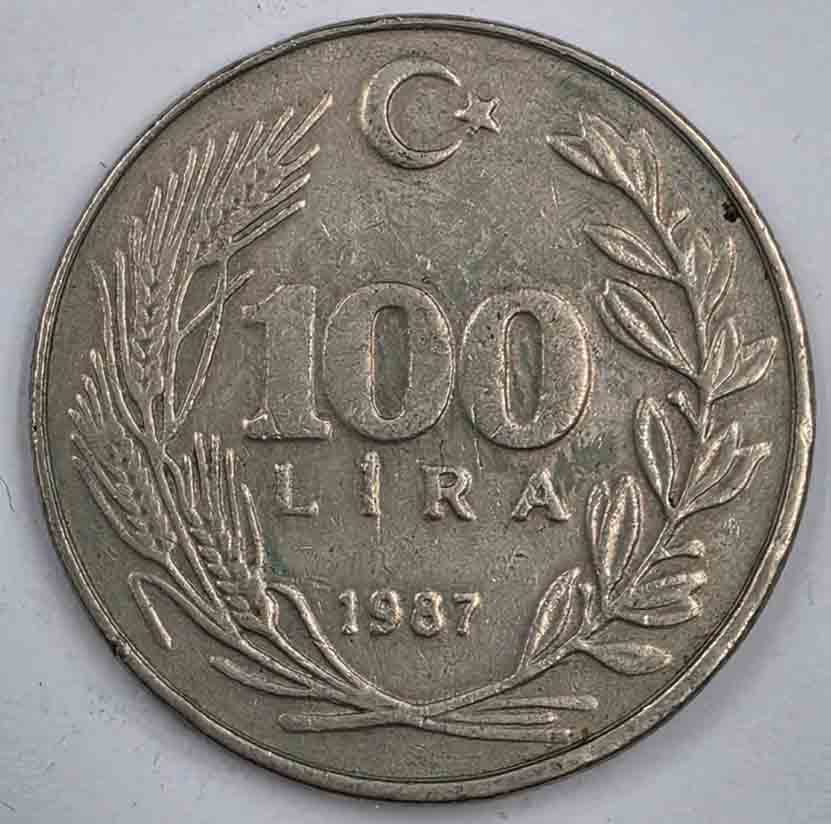 Turkey 100 Lira 1987 KM#967