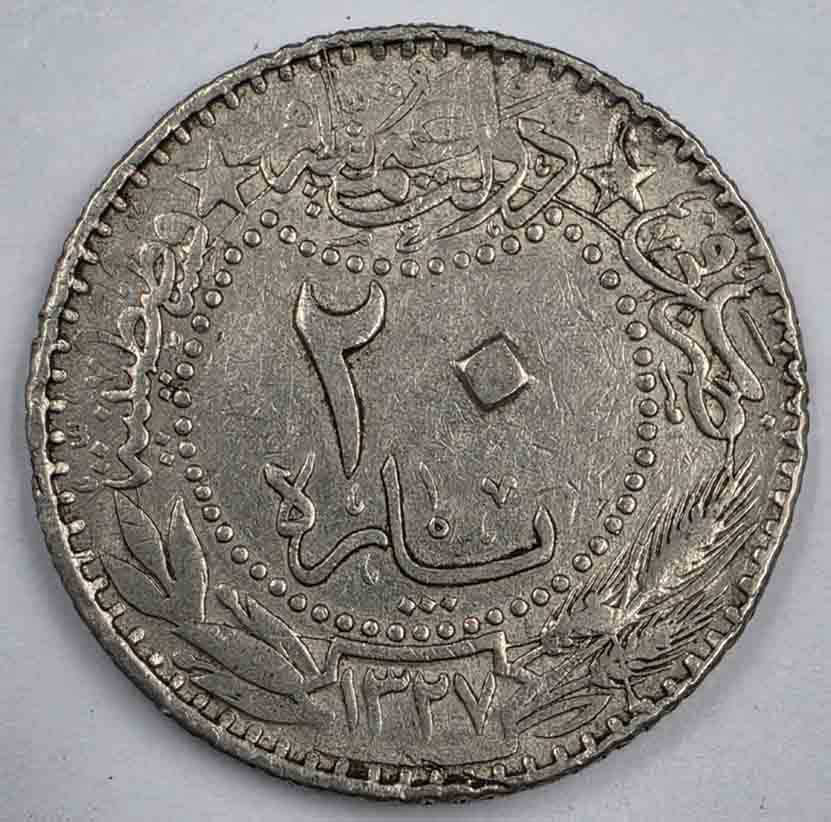 Ottoman Turkey 20 para 1913 1327/5 KM#761